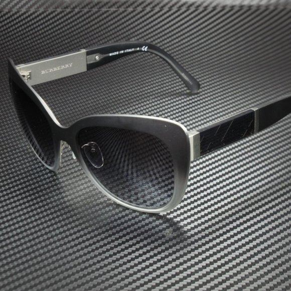SALE! Burberry Black Silver 57mm Sunglasses NIB!